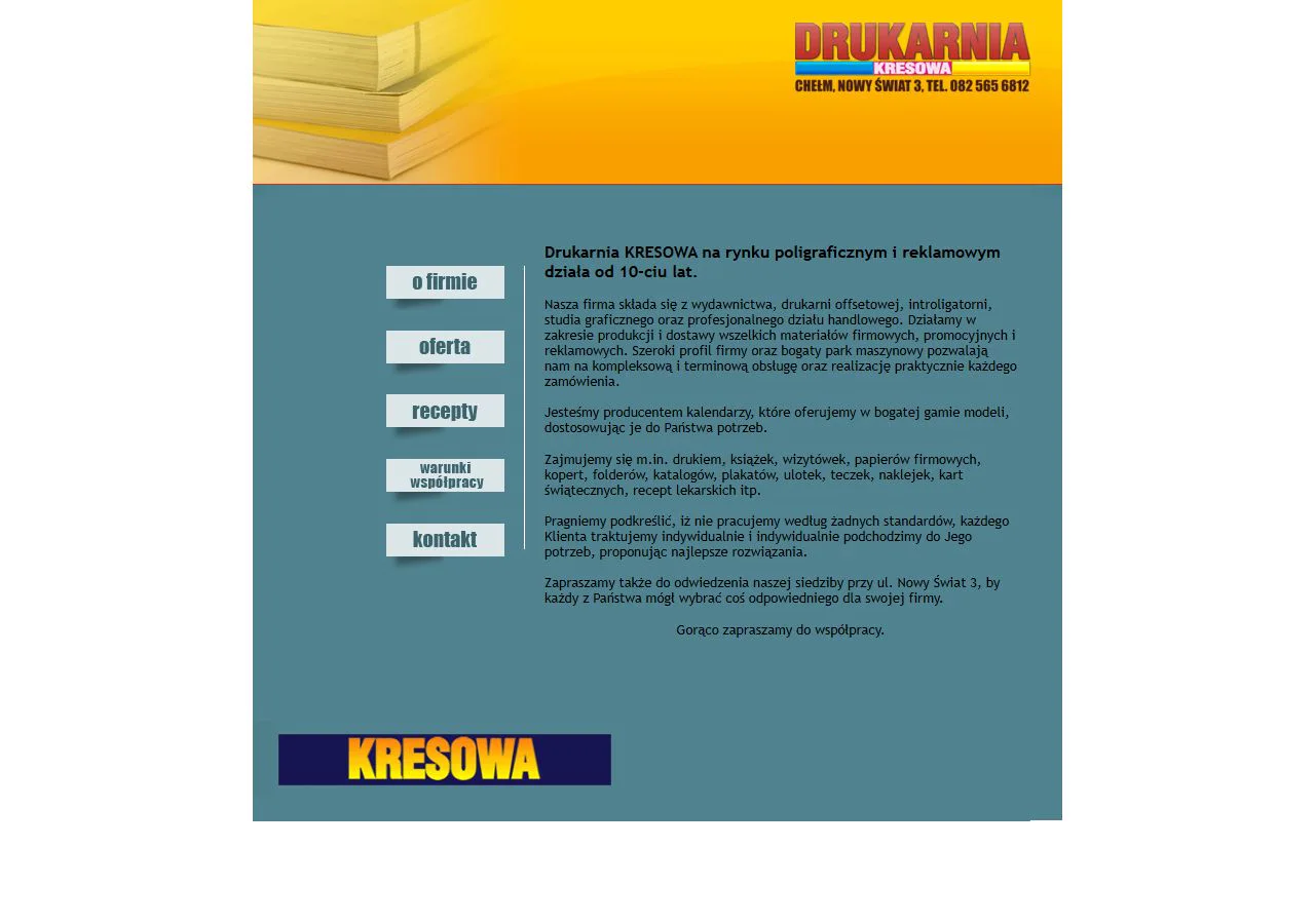 Poprzednia strona internetowa Drukarni Kresowej